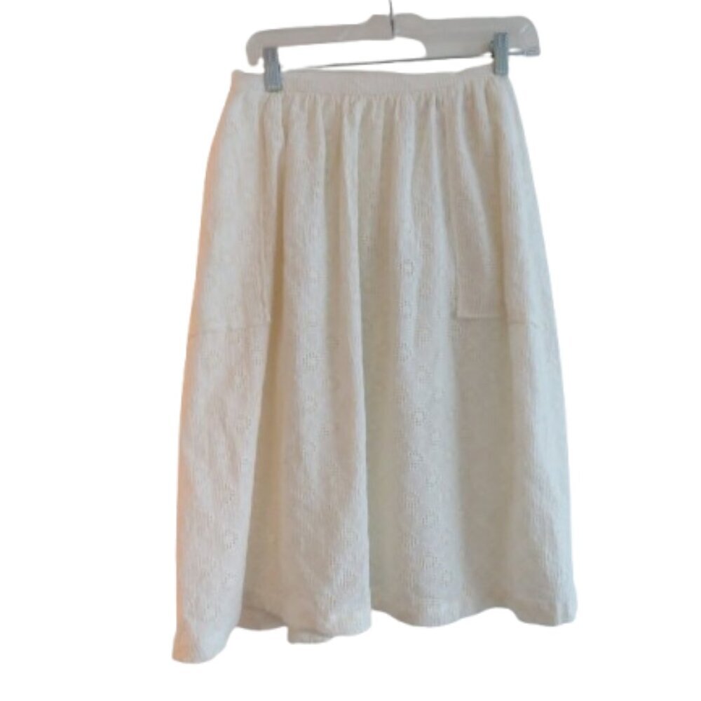 BEC + BRIDGE White Eyelet Lace Midi Skirt Coastal Neutral Boho - Size US 4